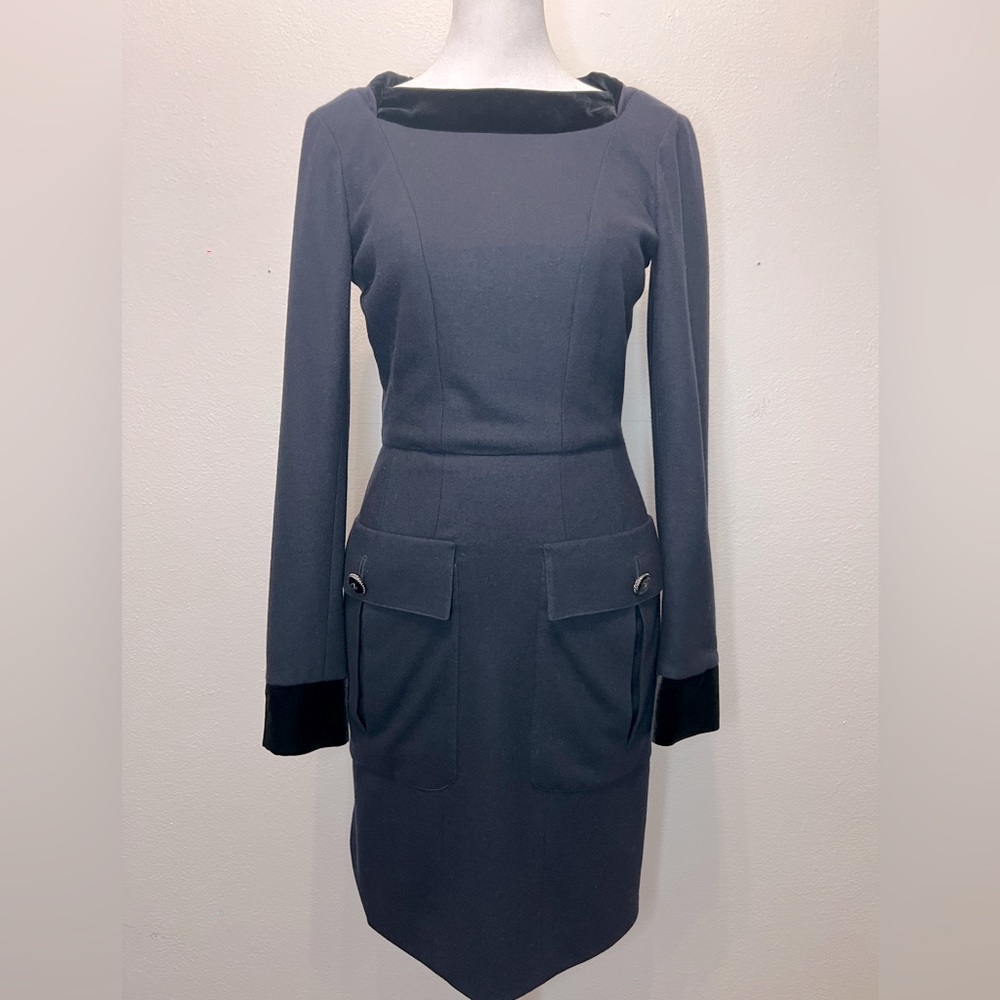 Chanel 2013 Couture‎ Collection Wool and Cashmere Blend Shift Dress EU Size 34